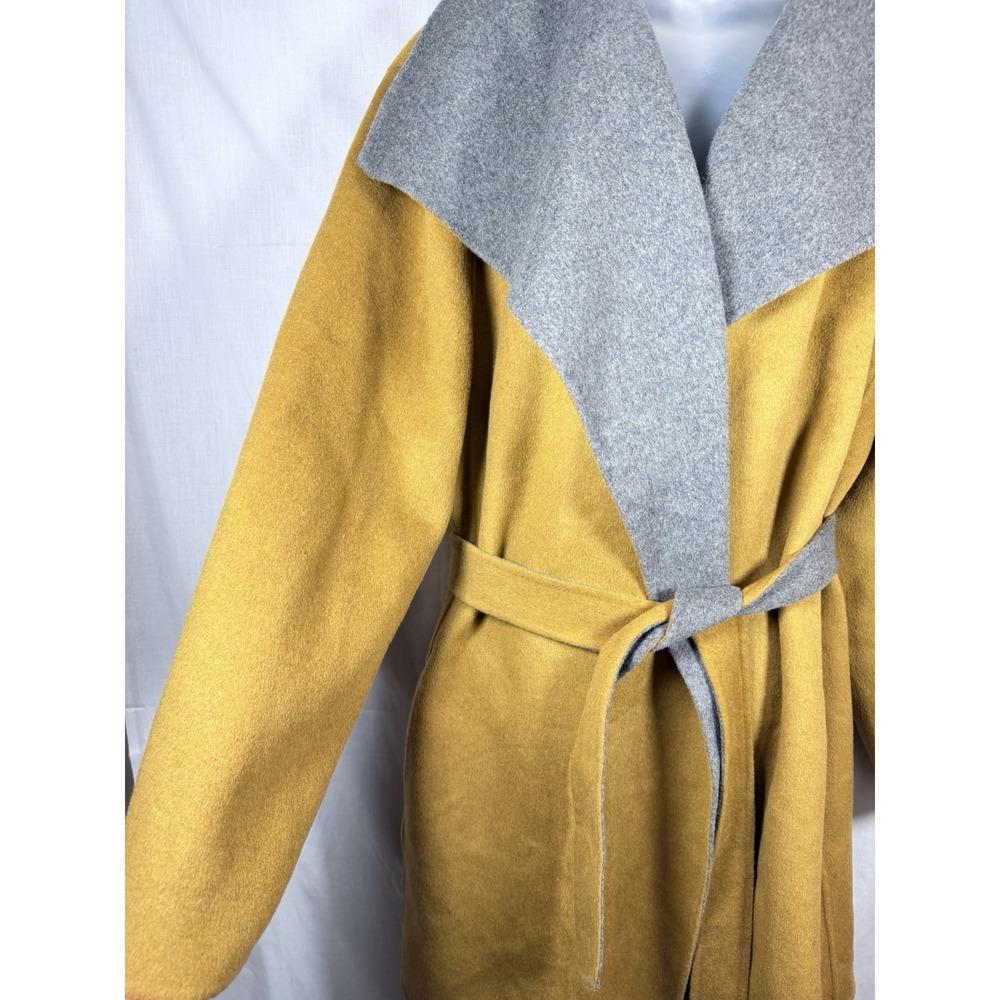 Summersalt The Warmest Wool Wrap Coat 2XL Mustard Gray Belted Luxury Capsule - Picture 5 of 13